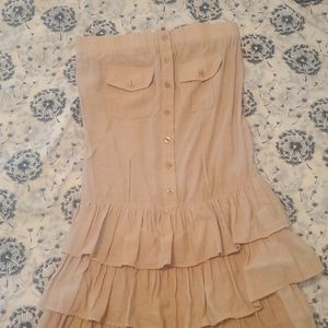 SAY WHAT! Small junior boho dress.  Strapless. Tan cream color